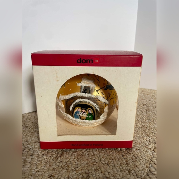 Vintage DOM ITP Blown Glass Ball Christmas Ornament Nativity Scene Fr Poland 5" - Picture 6 of 6